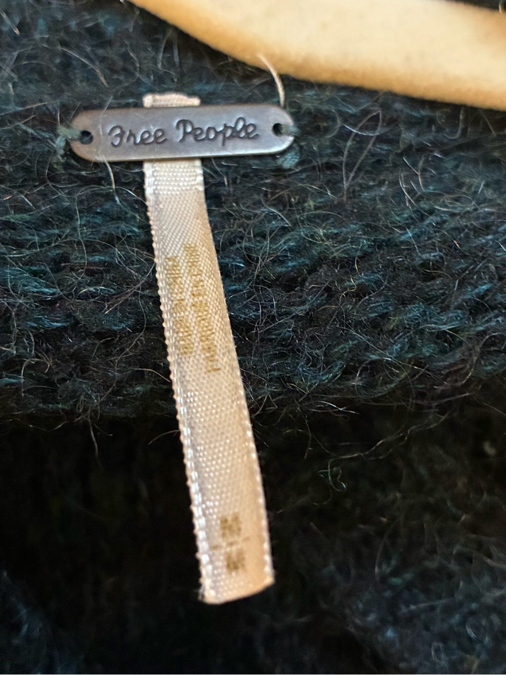 Free People Dark Teal Green Draped Open Front Wool Blend Cardigan - Picture 5 of 5